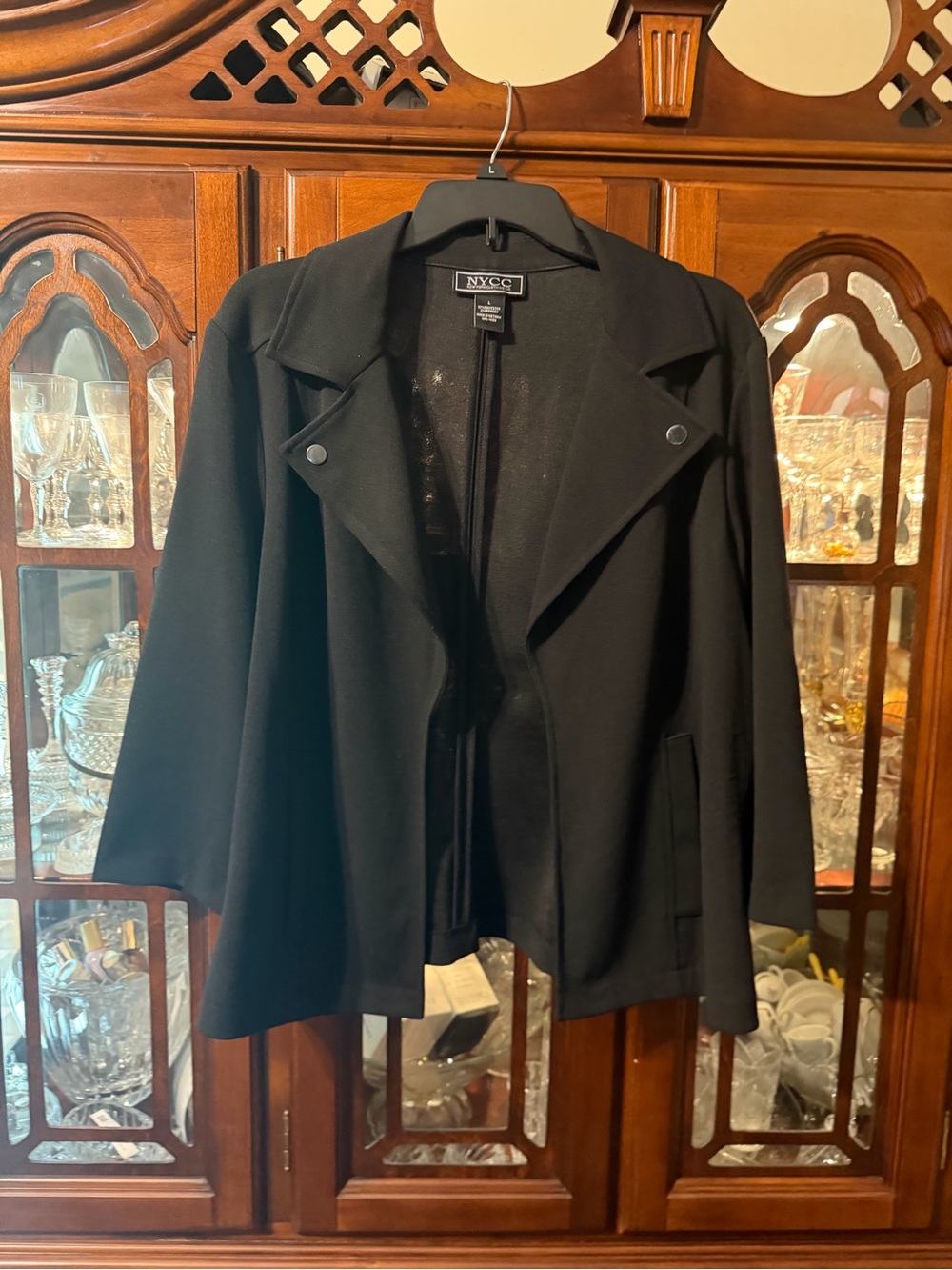 NYCC Women's Black Open-Front Snap-Detail Blazer